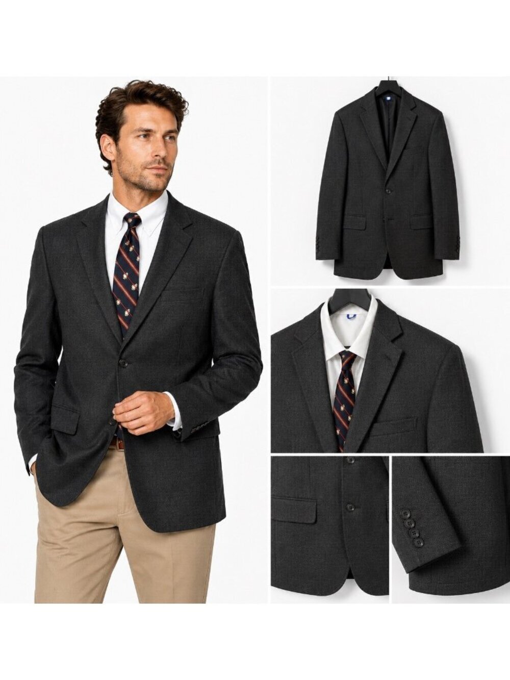 BROOKS BROTHERS explorer madison fit jacket blazer 46R charcoal stretch wool
